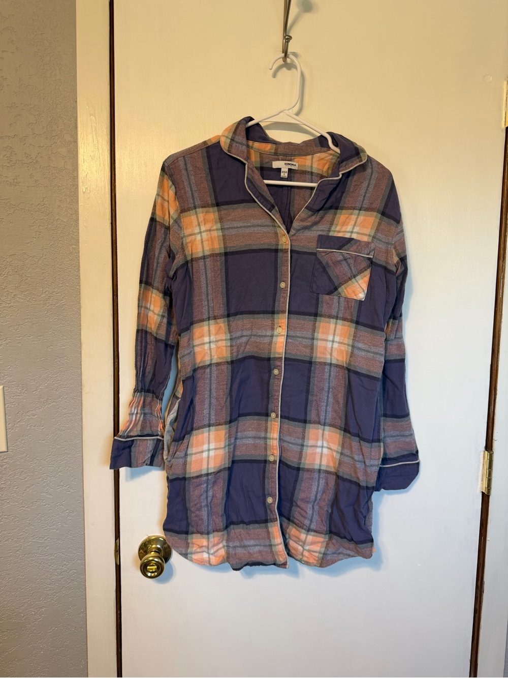 Sonoma Purple & Peach Plaid Button-Down Shirt